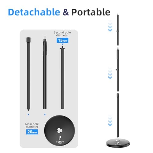 Microphone Stand Mic Floor Stand, Adjustable Height from 39" to 66", 180°