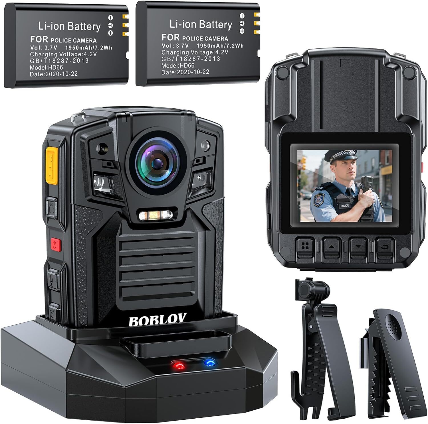 BOBLOV D7 Body Camera with Audio 2K 1440P Night Vision Cam Video Police Recorder