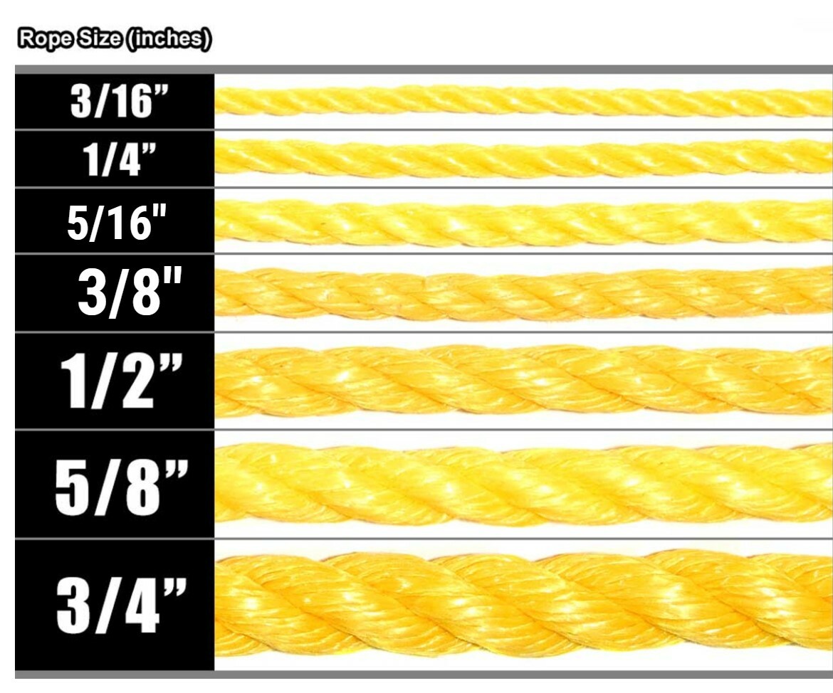 Twisted Polypropylene Pool Rope 1/4", 3/8", 1/2", 3/4" & Multiple Length Options