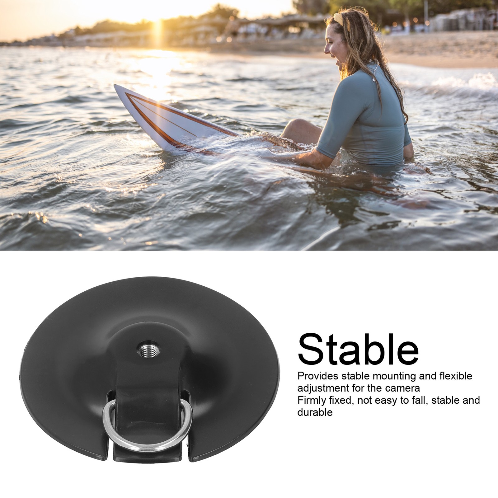 Surfboard Camera Mount Base with D Ring PVC Stable Surfboard Camera Base Holder
