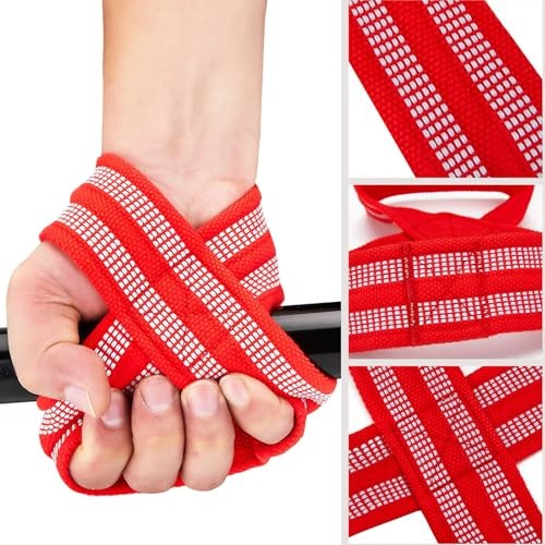 Figure 8 Lifting Straps - Deadlifting & Powerlifting Medium Reddish black