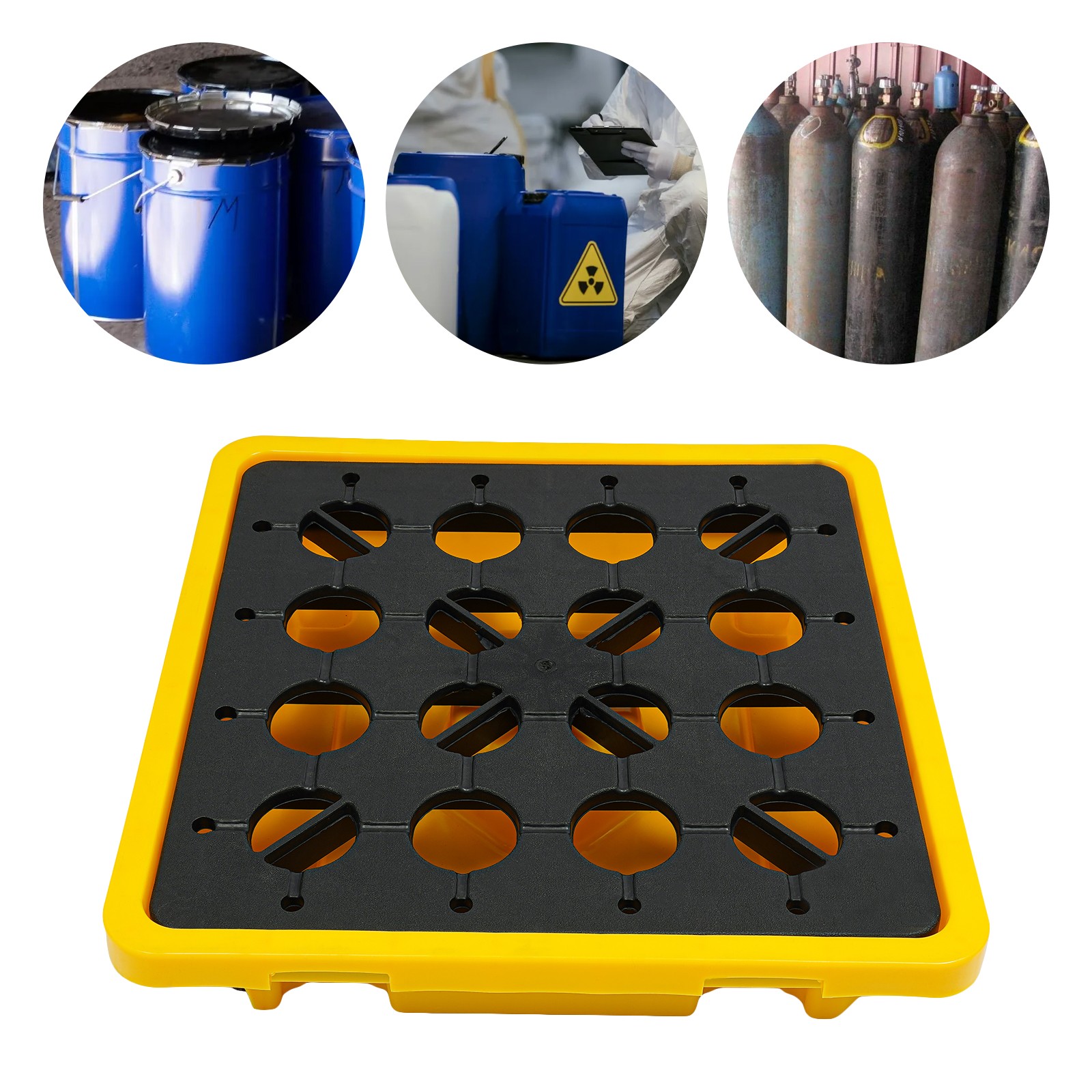 Leak Containment Platform, Overflow Containment Tray, Yellow and Black -