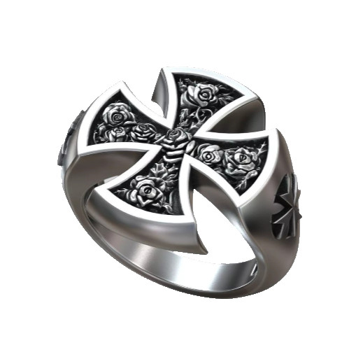 Men’s Gothic Cross Ring Stainless Steel Biker Punk Rock Jewelry Vintage Maltese