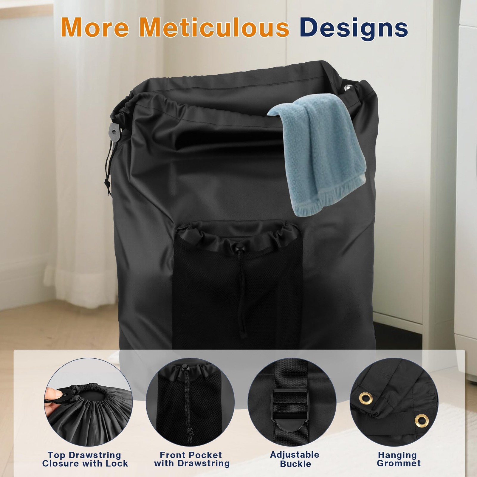 2-Pack Backpack Laundry Bags, Heavy Duty Laundry Bag Backpacks with Adjustabl...