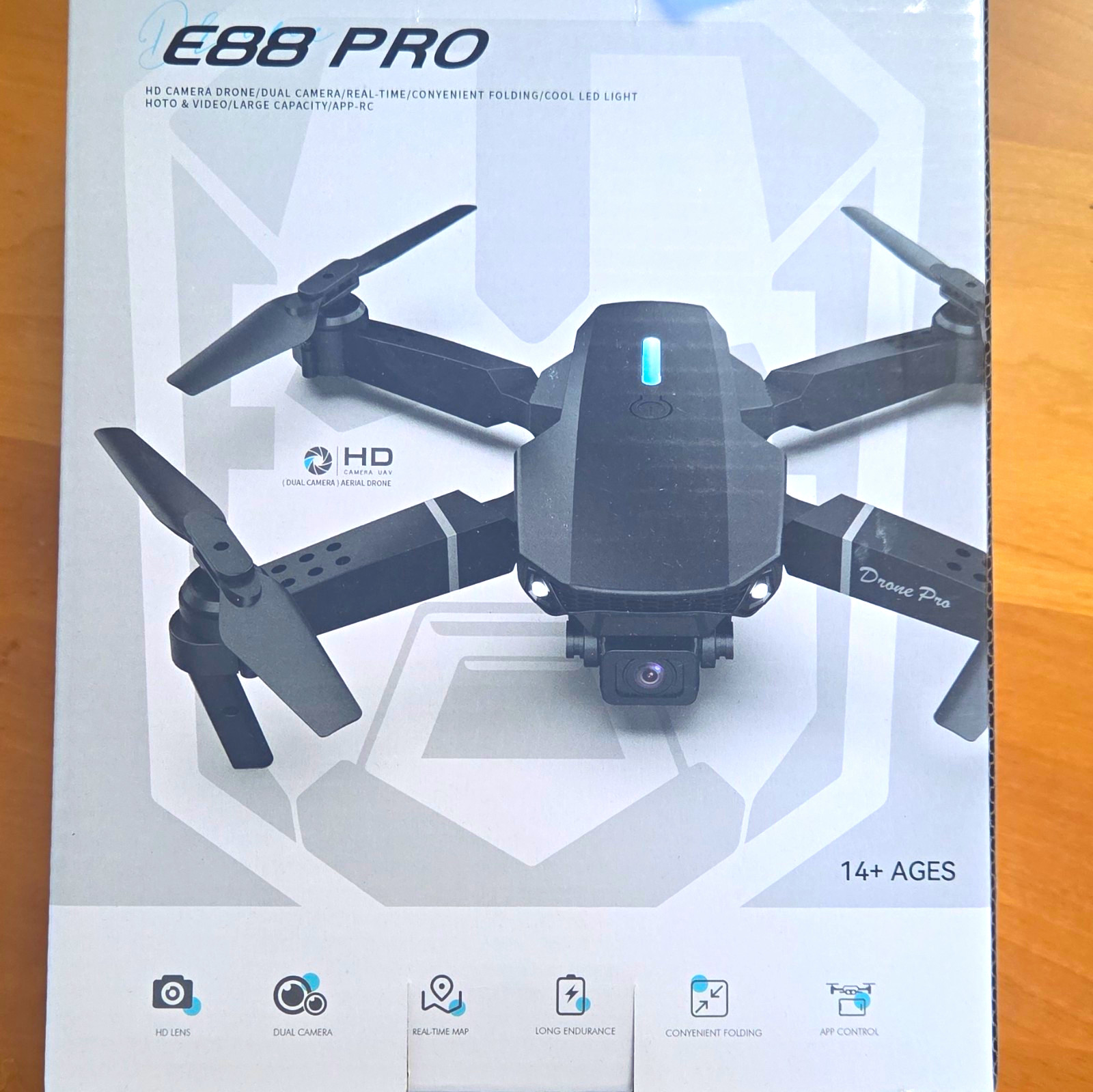E88 PRO Foldable Quadcopter Drone Dual HD Camera App Control Black RTR