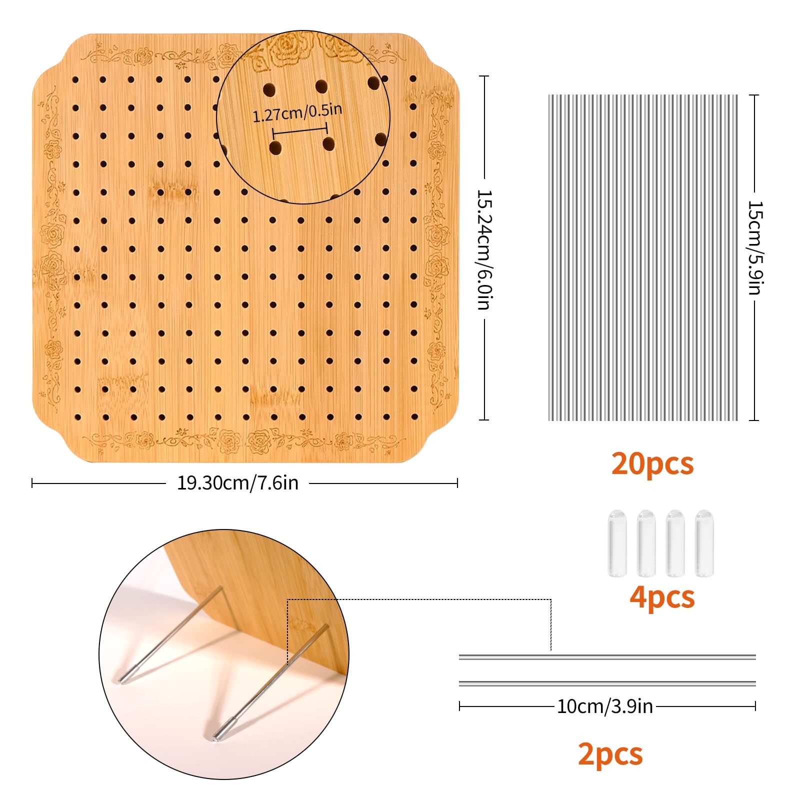 7.6 in Blocking Boards for Crochet Projects with Rose Pattern, Crochet Blocki...