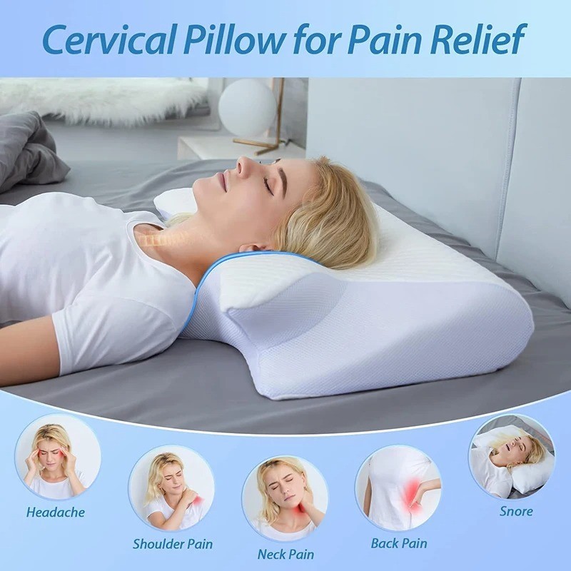 Memory Foam Cervical Pillow 2-in-1 Ergonomic Contour Neck Support Pillow
