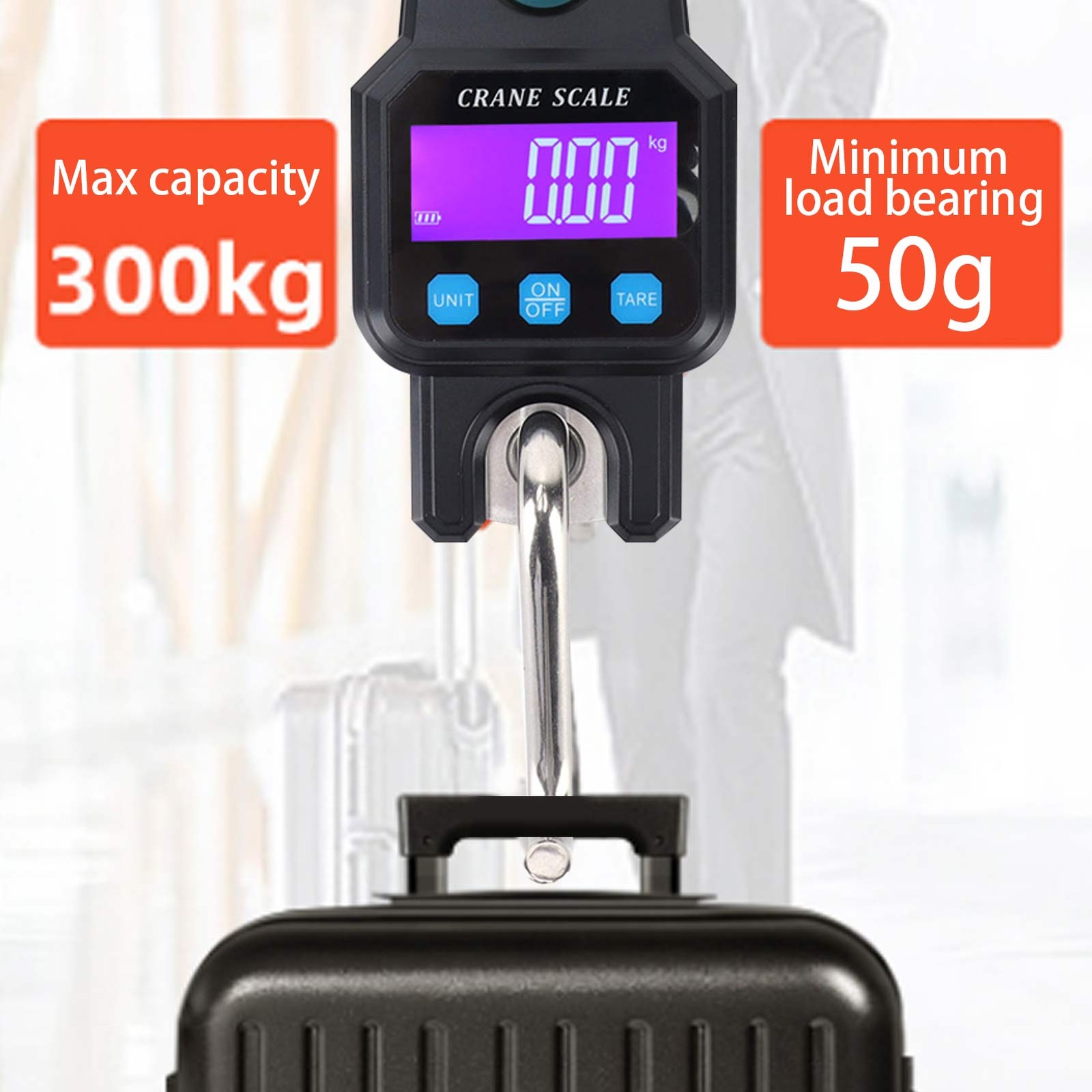 (Black)WH-C06 Rechargeable Digital Hanging Scale Mini Crane Scale Electronic US