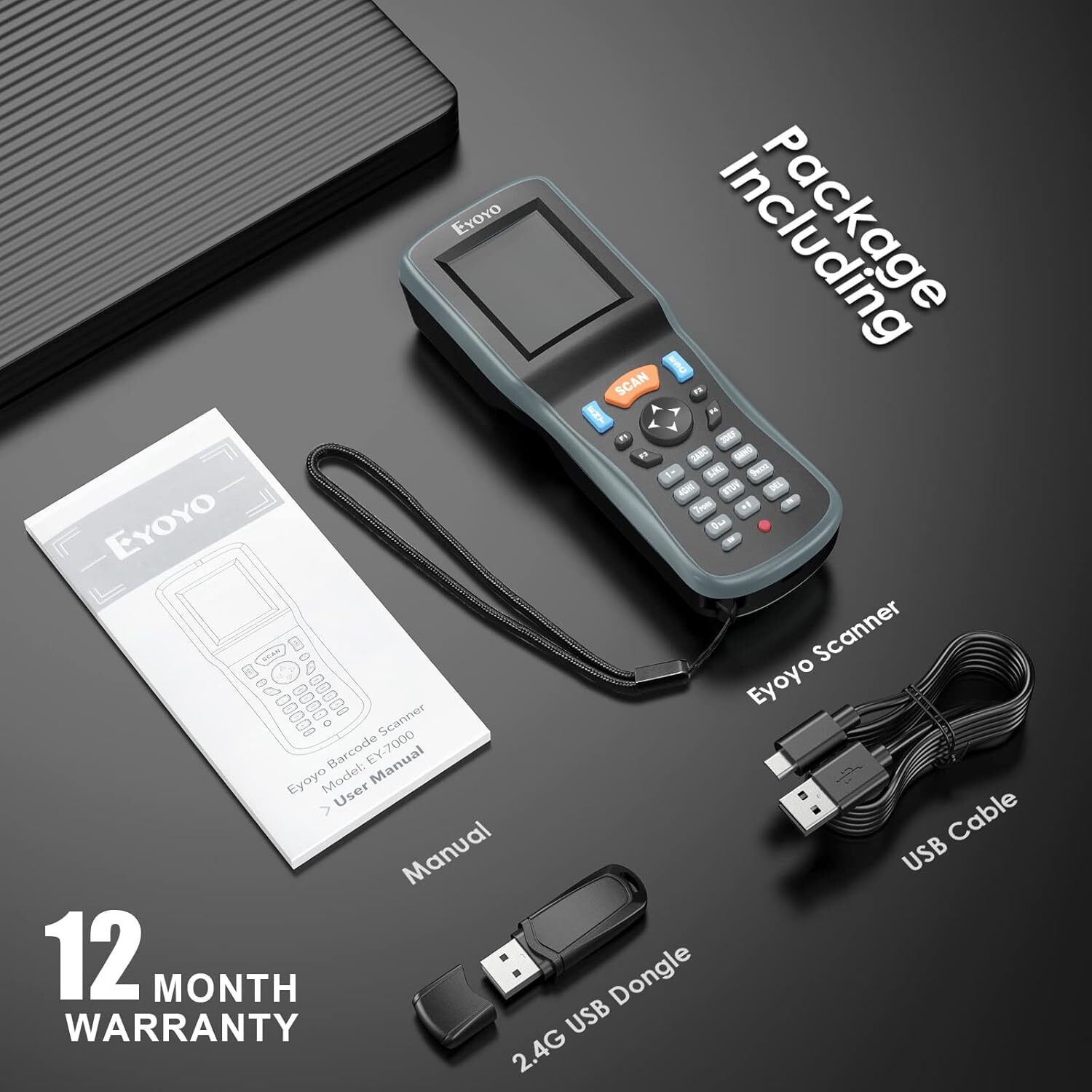 2.2in 1D 2D QR Wireless Barcode Scanner Data Collector Terminal Inventory Device