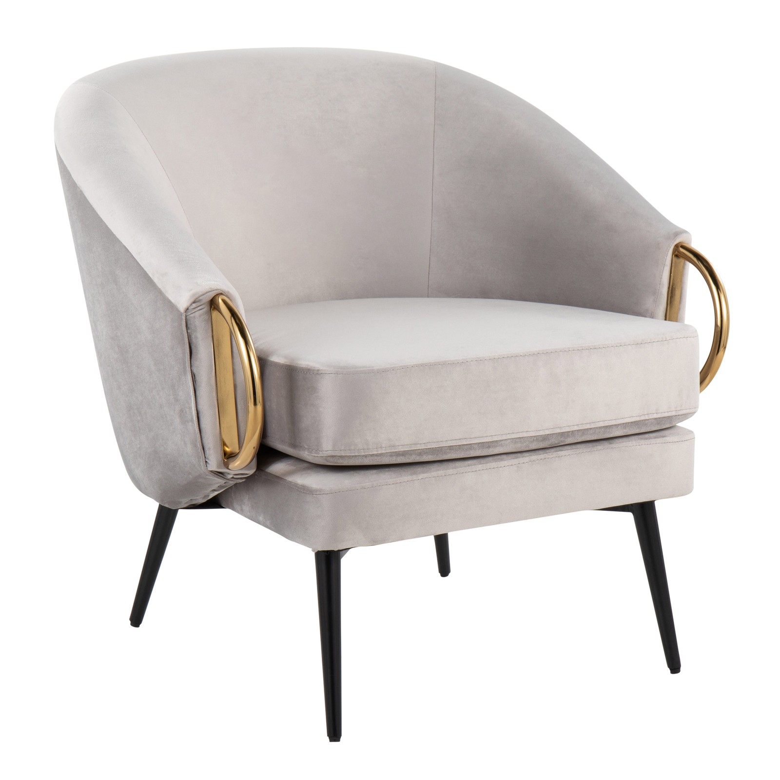 Claire Contemporary/Glam Black Steel and Silver Velvet with Gold Steel Accents