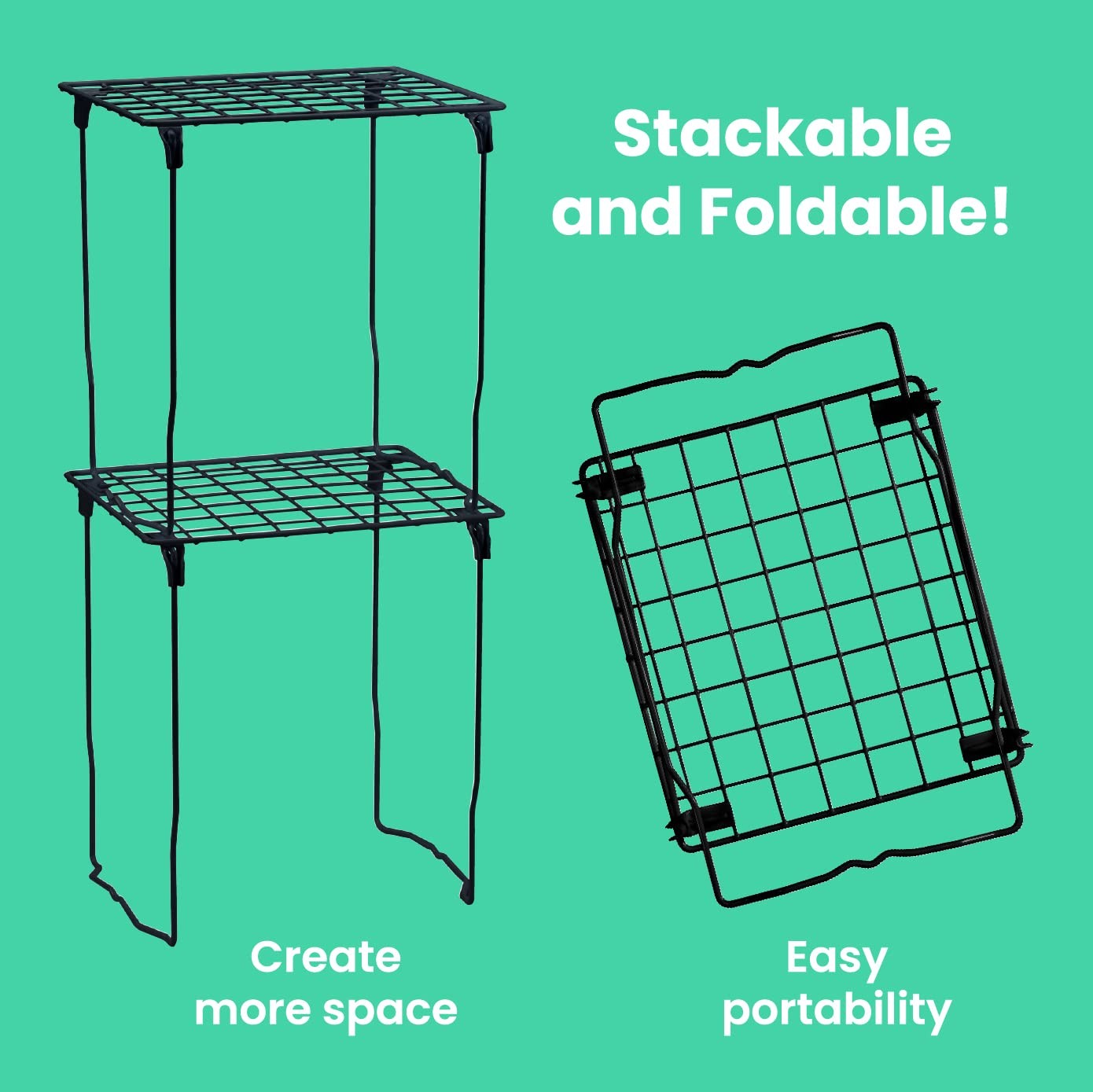 LockerMate Stac-A-Shelf Locker Organizer Shelf, Stackable, Standard, Black