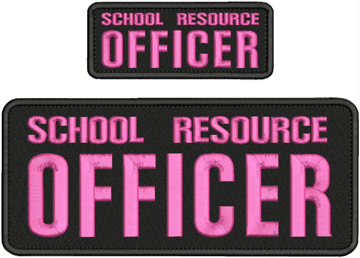 School Resource Officer 2 Emb patches 10x4 & 5x2 Velcr@ On Pink/blk
