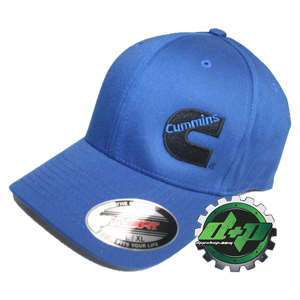 Cummins hat ball cap fitted flex fit flexfit stretch ram diesel blue l/xl