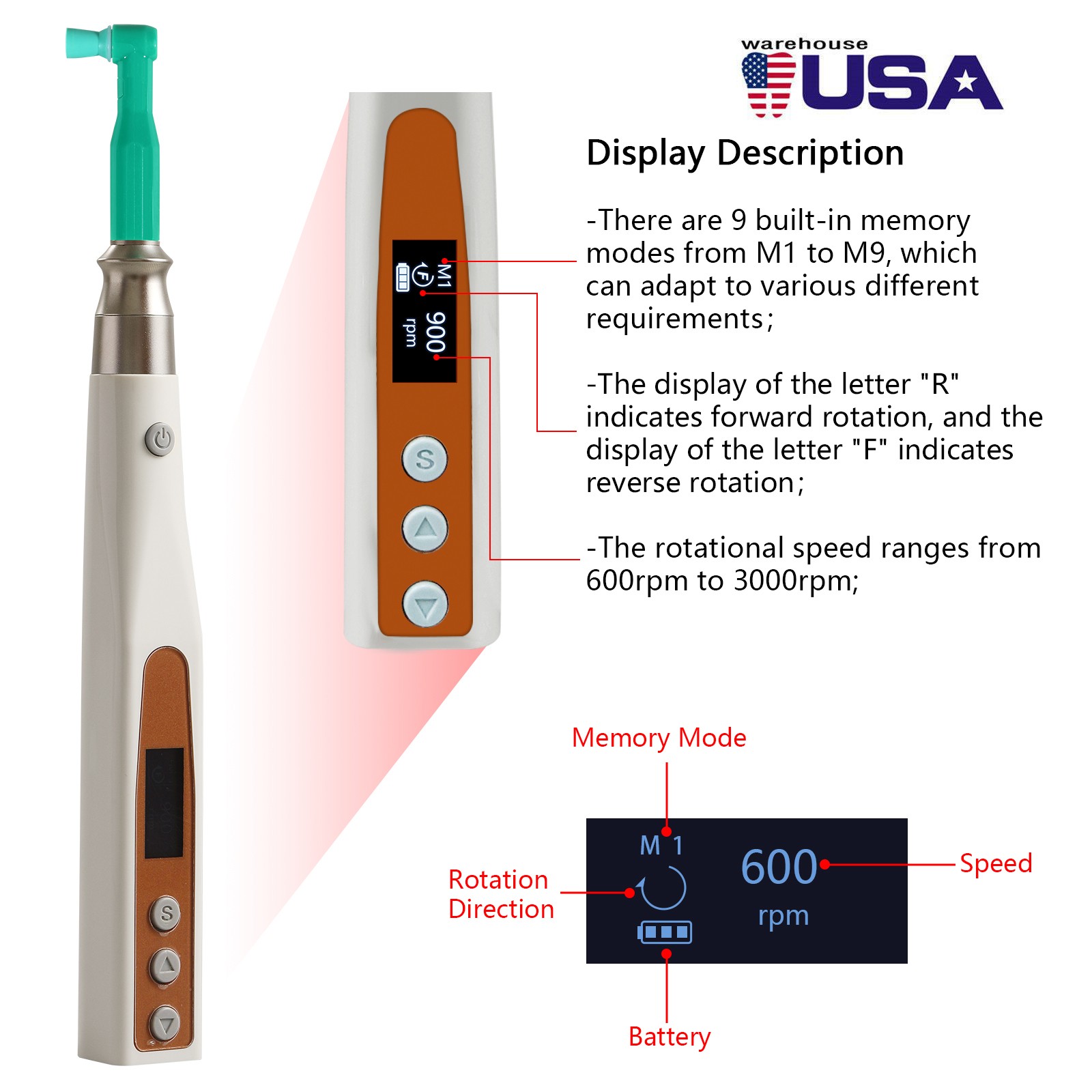 Dental Hygiene Prophy Handpiece 4Hole Wireless/ 105° disposable prophy angles