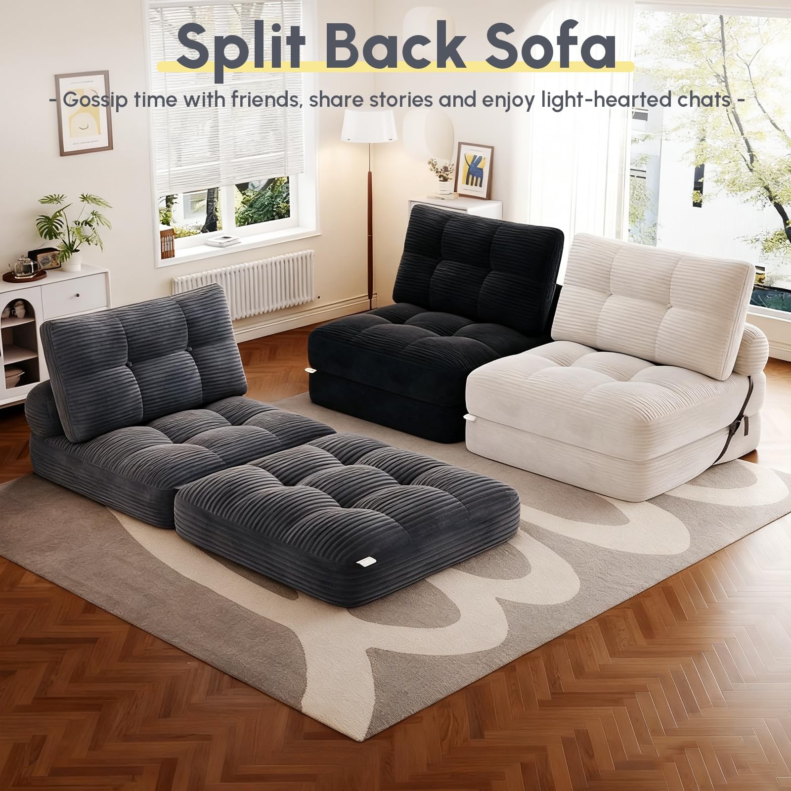 ZCBLVRM Folding Sofa Bed, Convertible Sleeper Chair with Pillow Foldable Matt...