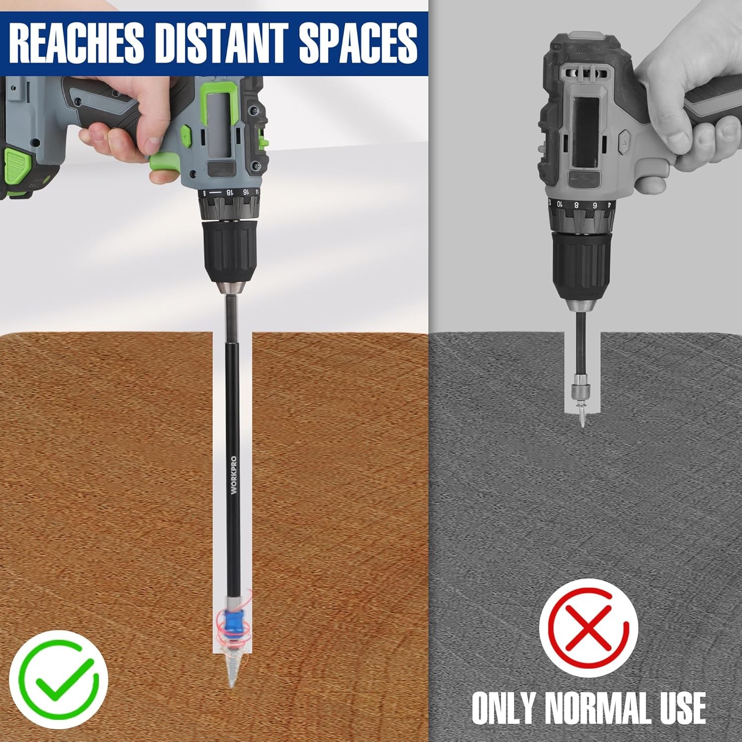 WORKPRO 12" Drill Bit Extension 1/4" Quick Release Magnetic Bit Holder for Drill