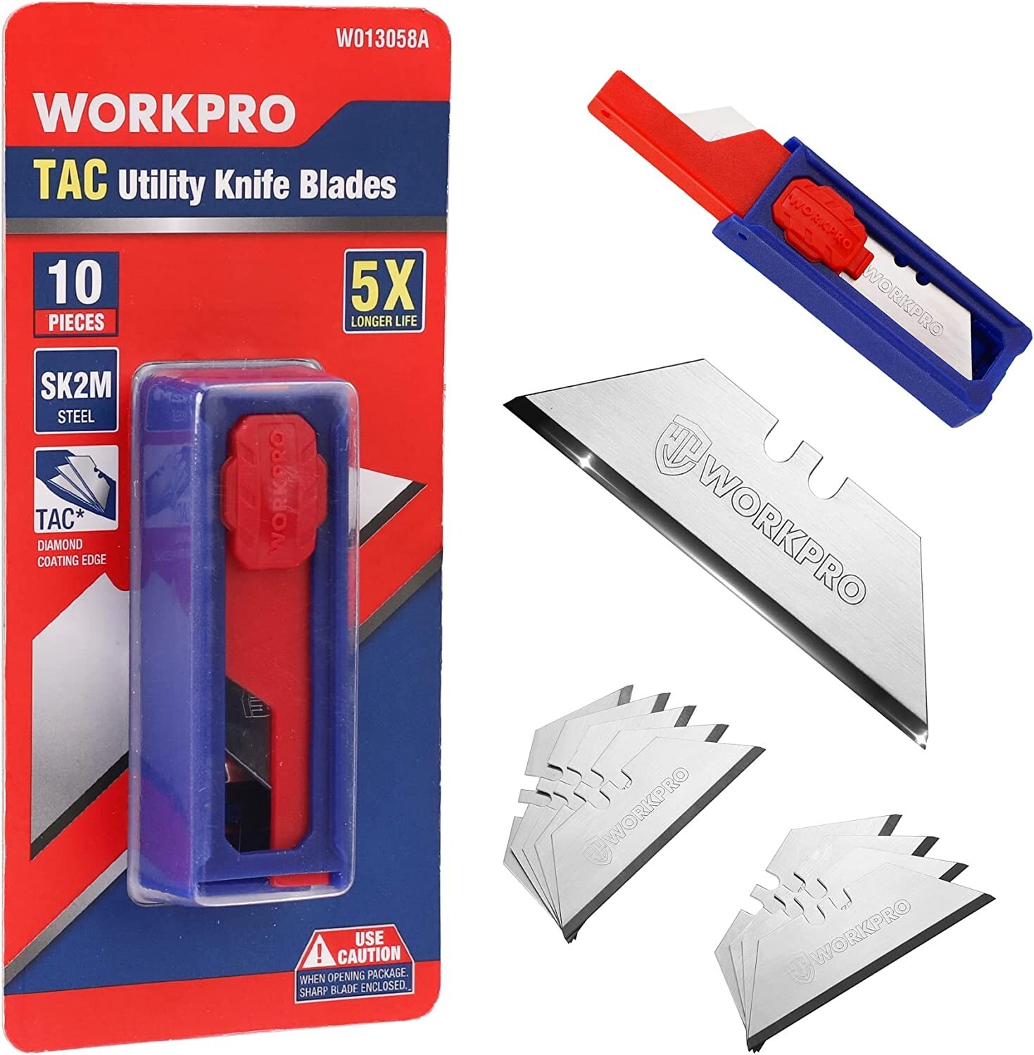 WORKPRO Premium Utility Knife Blades, TAC Diamond Coated SK2M, 10-Pack Metal NEW