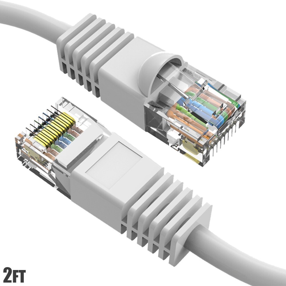 2FT Cat6 RJ45 Network LAN Ethernet UTP Snagless Patch Cable Pure Copper White