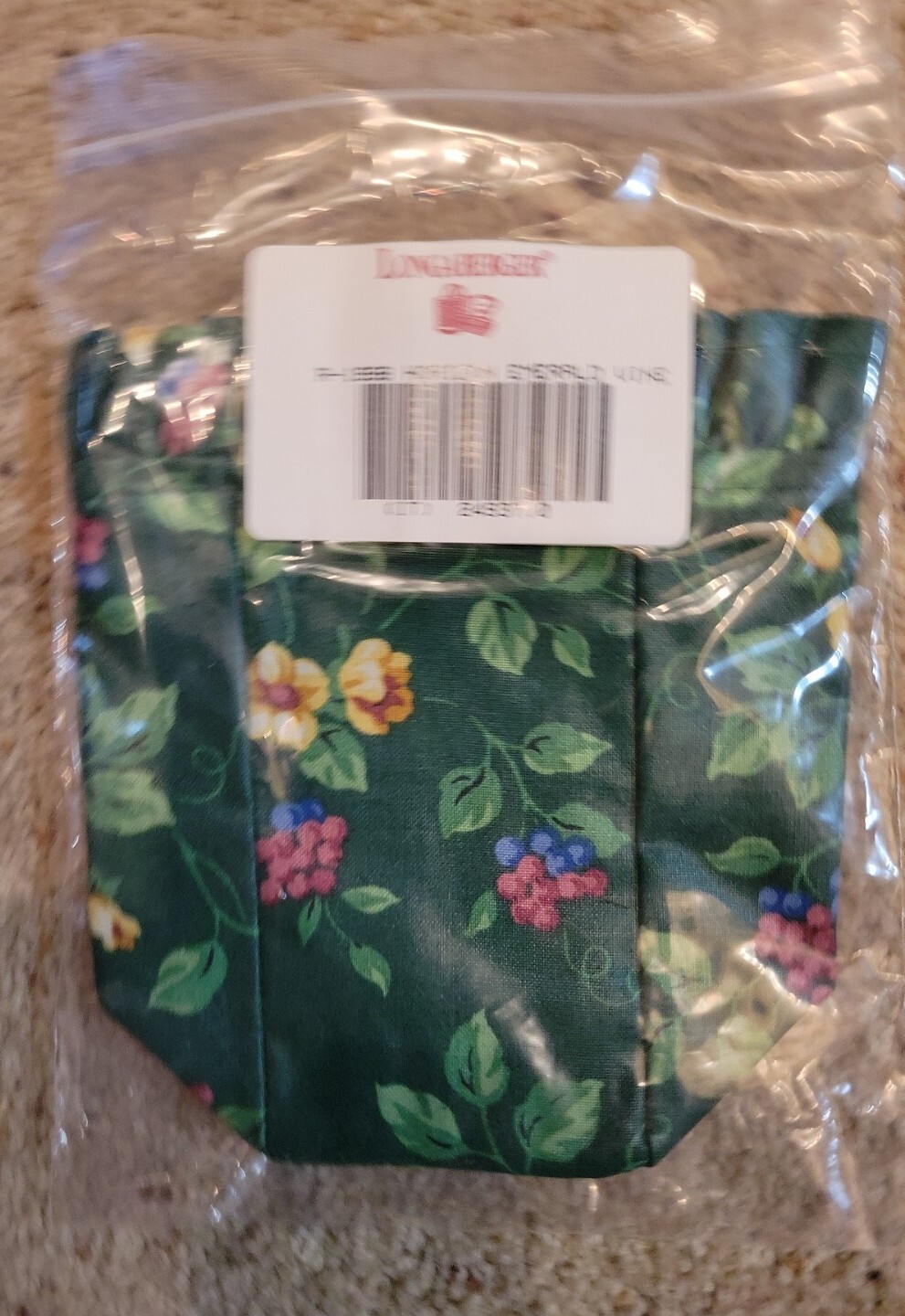 Longaberger 1998 Horizon of Hope Basket Fabric Liner Emerald Vine # 2493710 NEW!