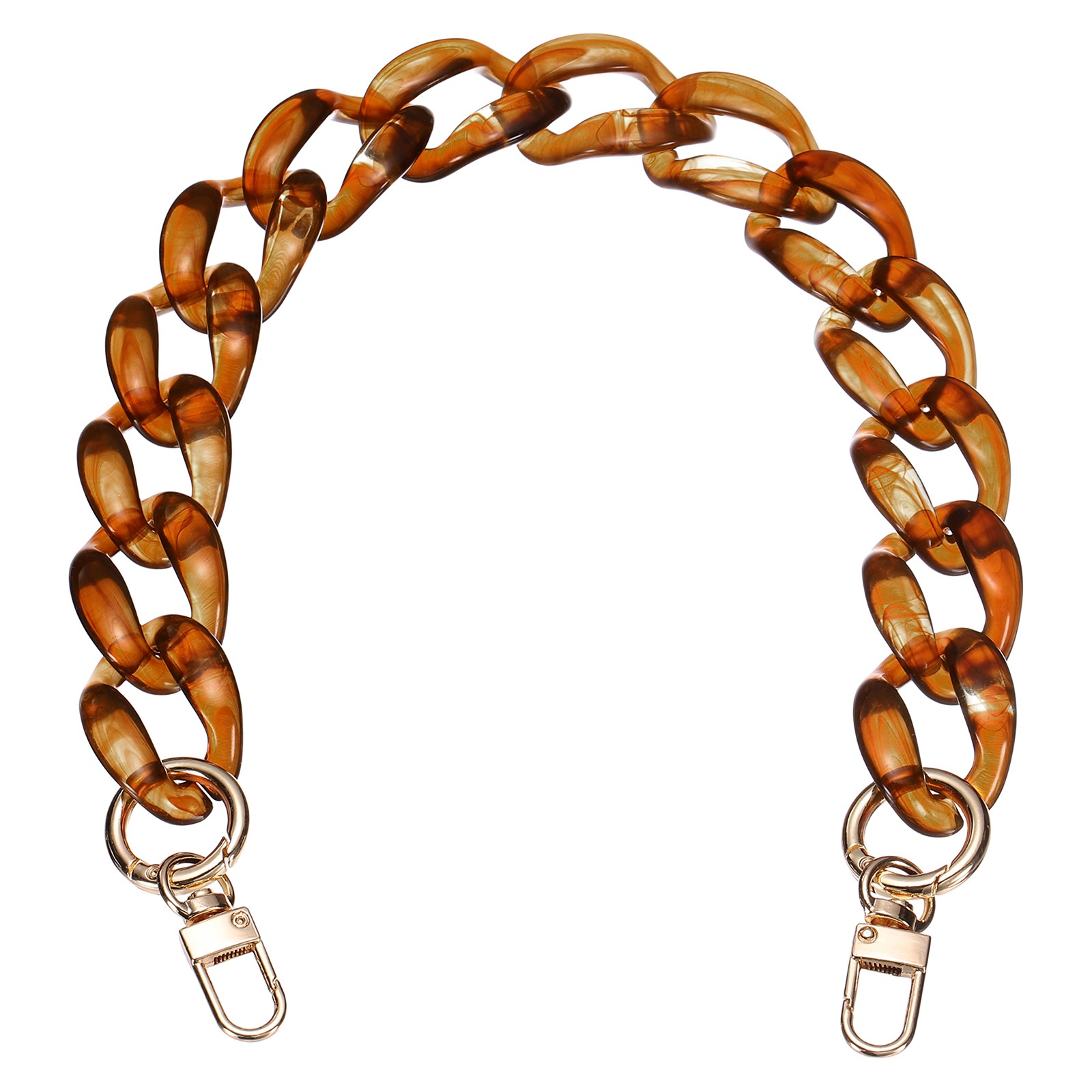 18 x 1 Inch Purse Charm Chain, Acrylic Purse Chain with Buckles, Amber