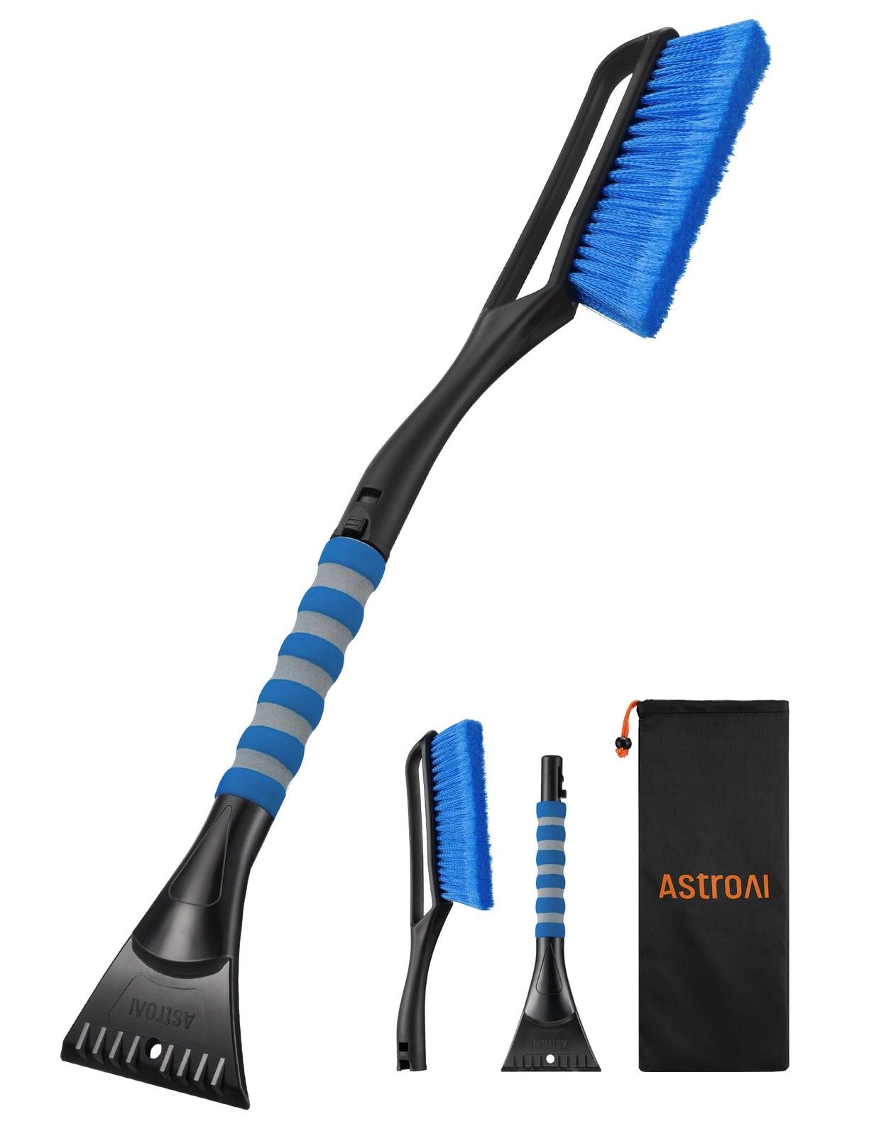 Snow Brush and Ice Scrapers 27 Inch Detachable Ergonomic Grip Blue Heavy Duty