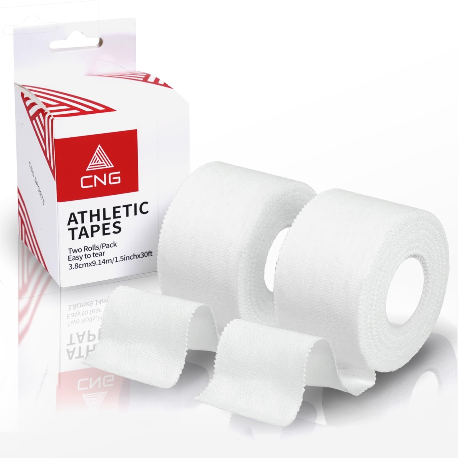 Athletic Tape,2 Pack White Cotton Elastic Sports Tape,Very Strong Easy Tear N...