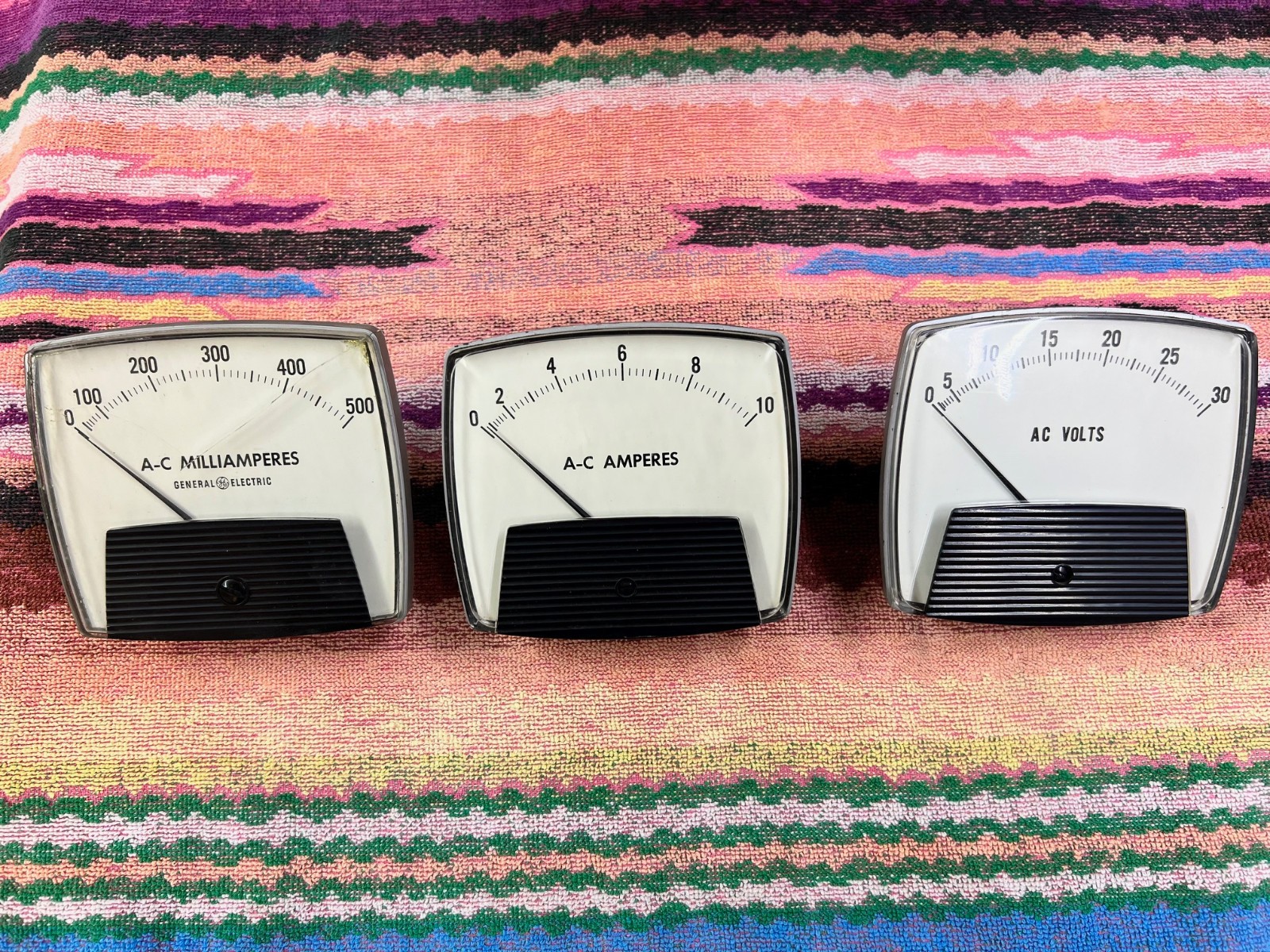 Set of 3 Vintage General Electric General Electric A-C Panel Meters
