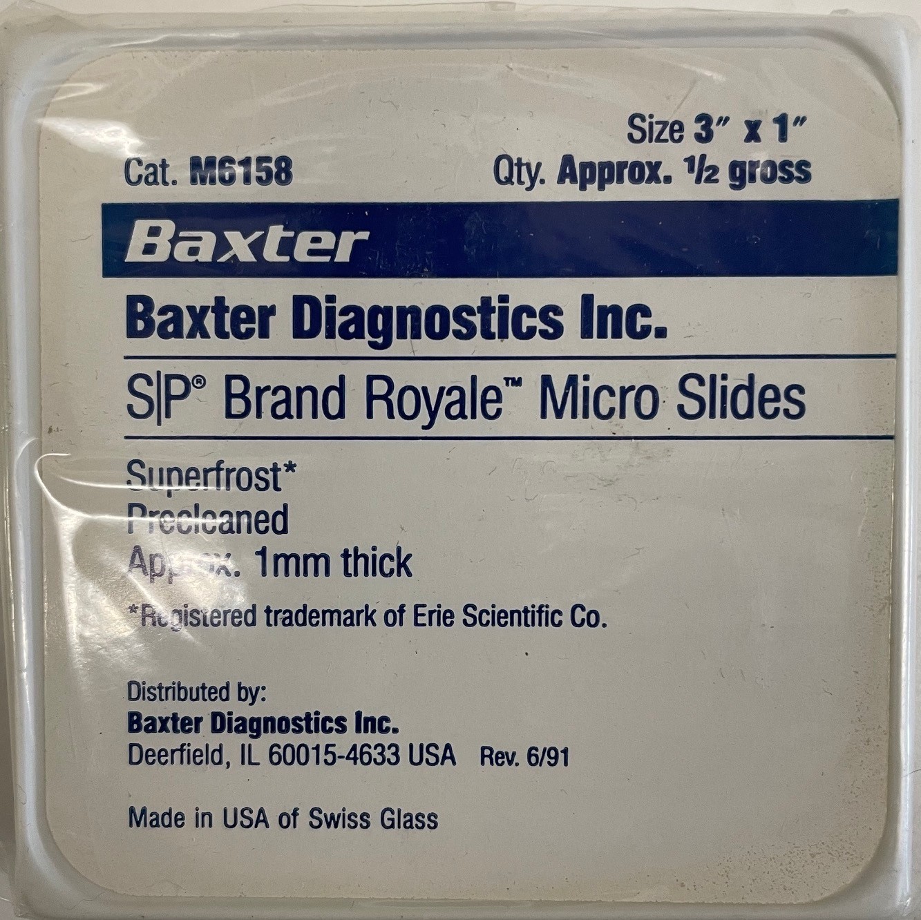 Baxter Diagnostics micro slides, superfrost, 25x75x1, 72/cs