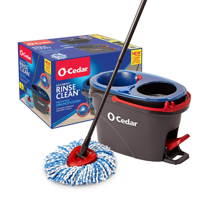 O-Cedar RinseClean™ Spin Mop &Bucket–Clean Water System, Removes 99% of Bacteria