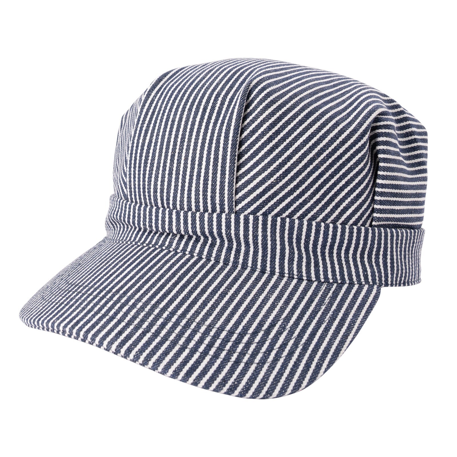 Hickory Blue & White Stripe 100% Cotton Train Conductor Engineer Cap Hat