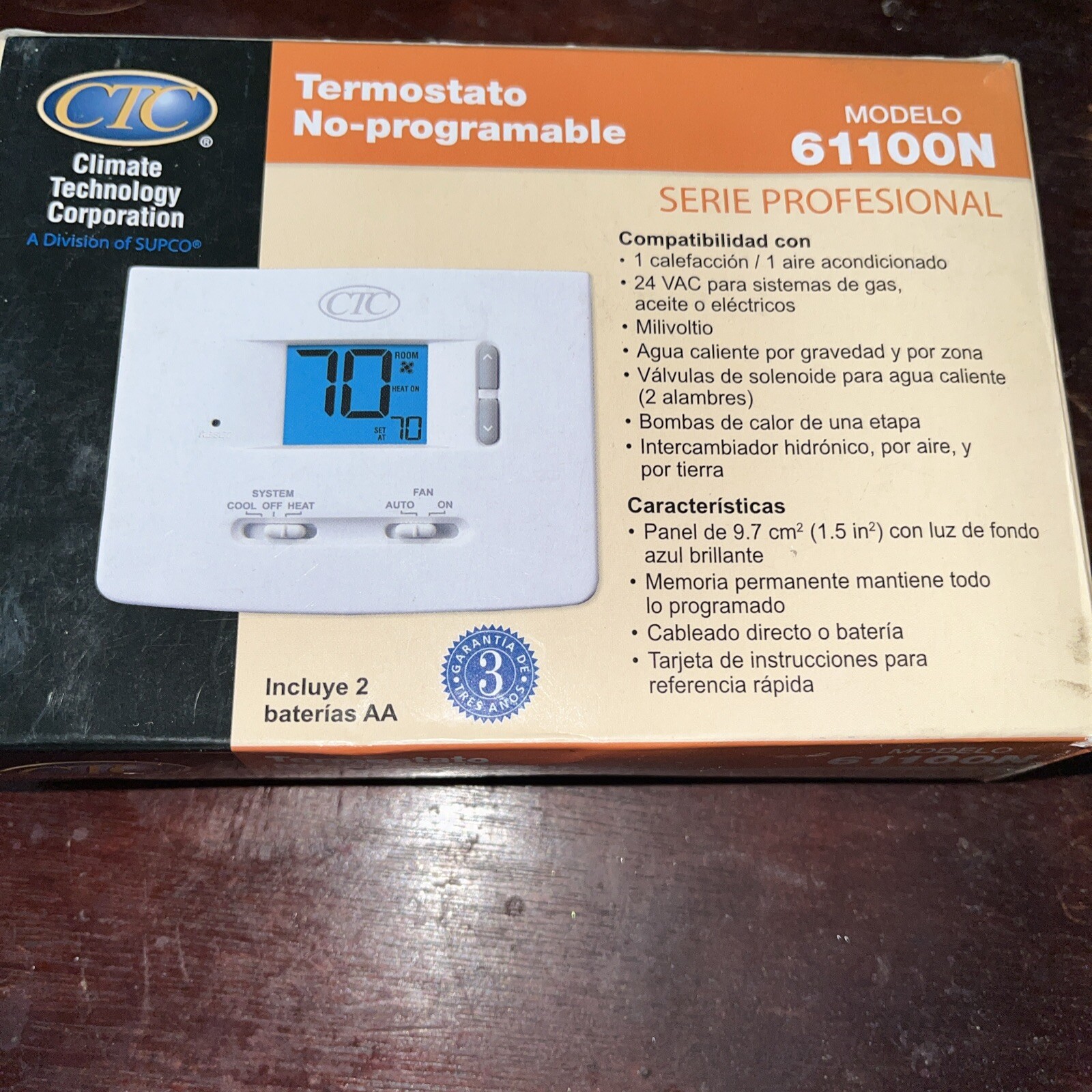 Thermostat HOT & COLD 61100N Digital Thermostat Single Stage Heat Cool CTC