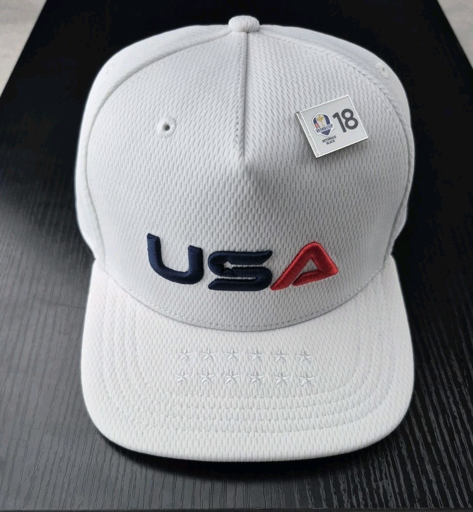 NEW Ryder Cup USA 2025 Bethpage Black Fitted Hat 7-3/8 FLAT-BRIM With Pin