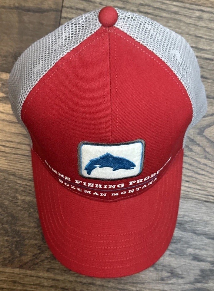 Simms Fishing Trout Trucker Cap Red -Black Underbrim - RARE Holiday Classic!