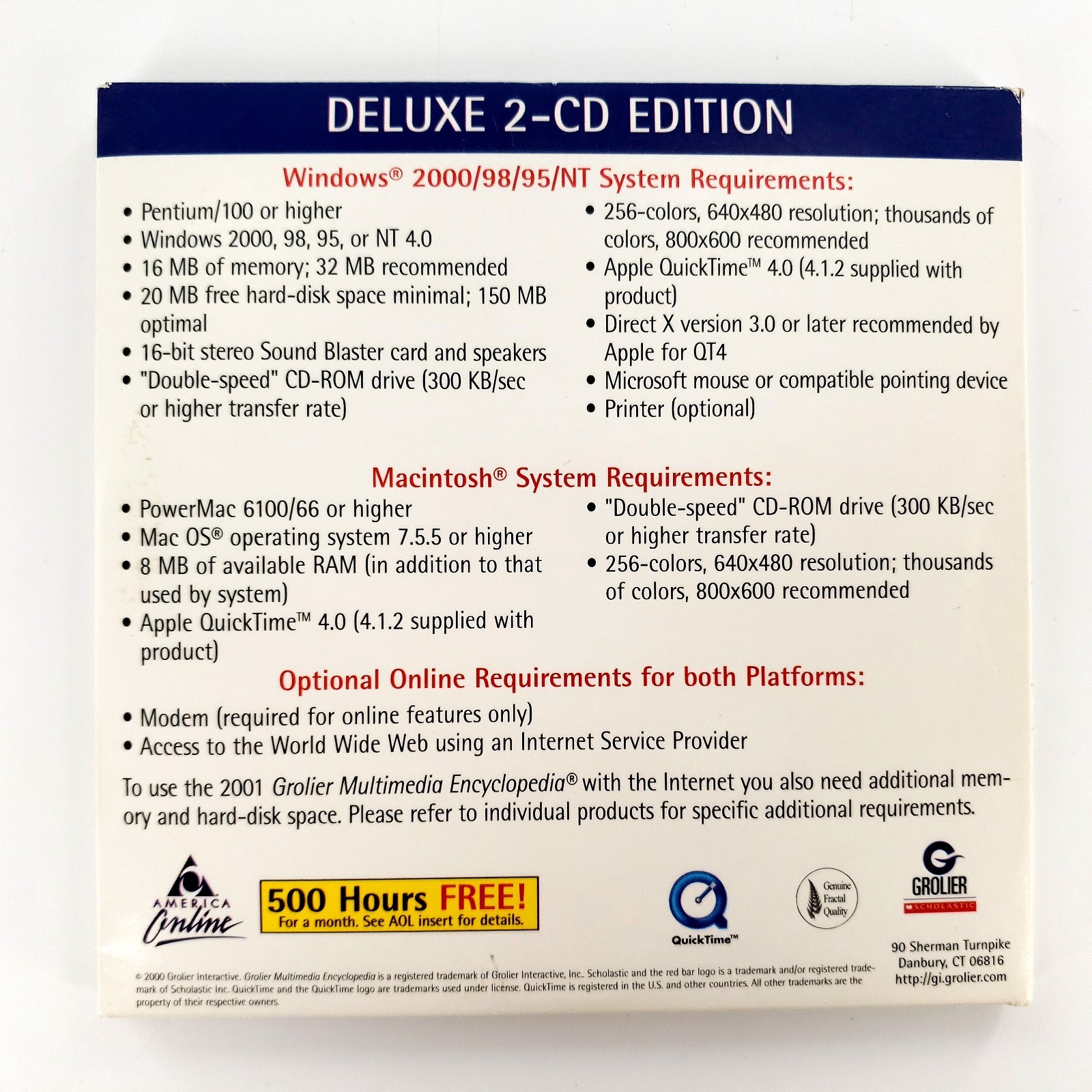 2001 Grolier Multimedia Encyclopedia Deluxe 2-CD Edition Windows PC CD-Rom
