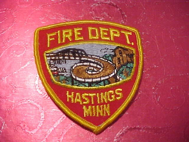 HASTINGS MINNESOTA FIRE DEPARTMENT PATCH CAP SIZE UNUSED 3 1/4 X 3 INCH