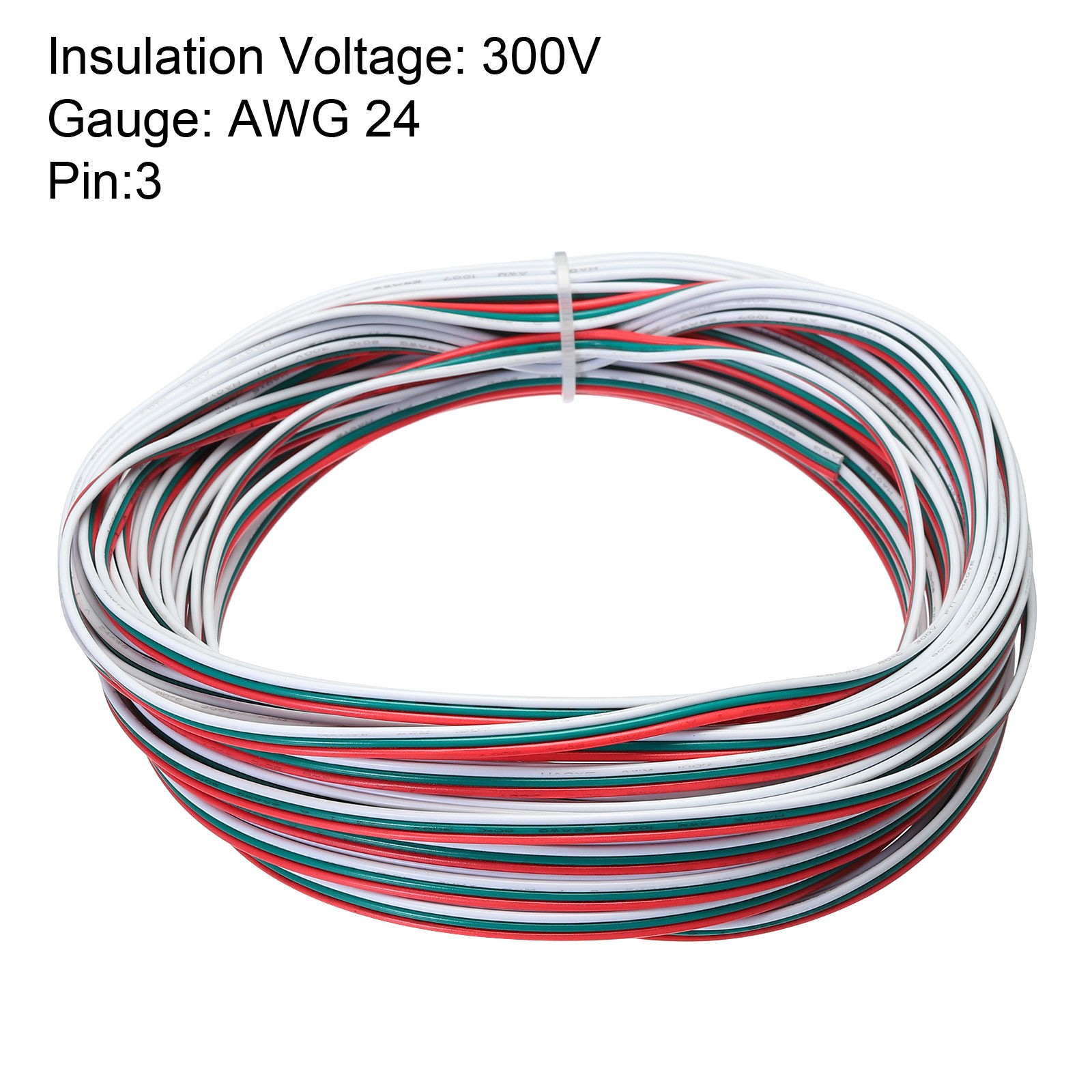 24 Gauge 3 Conductor Electrical Wire Tinned Copper Cable 49.2FT