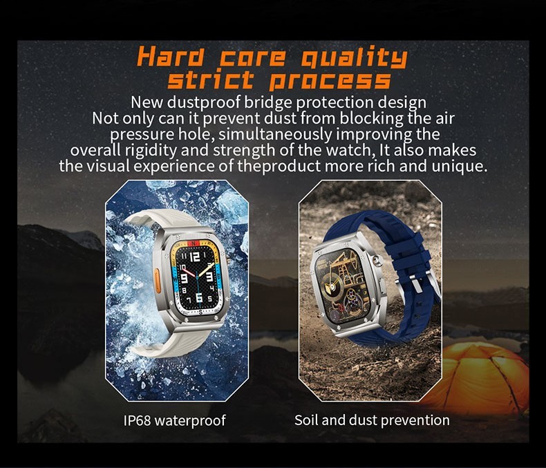 Smart Watch Waterproof Bluetooth Call Fitness Tracker Compass With 2 Straps