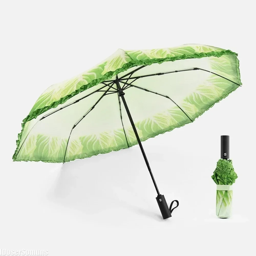 Lettuce Folding Sunny and Rainy Umbrella Guarda Chuva Creative Cabbage Umbrella,
