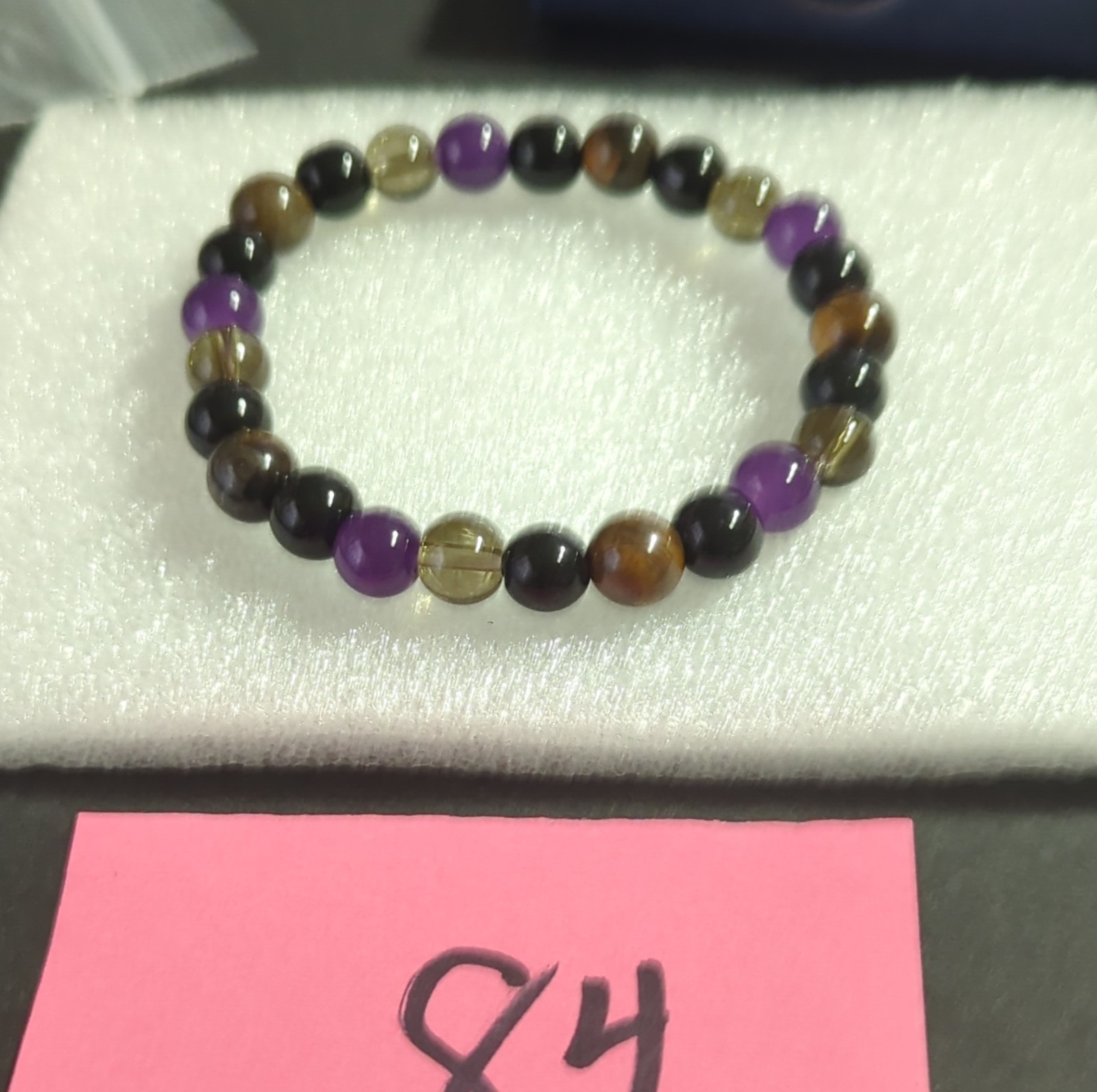 Multicolor Stone Beaded Bracelet Stackable Round Beads Slide Closure Unisex