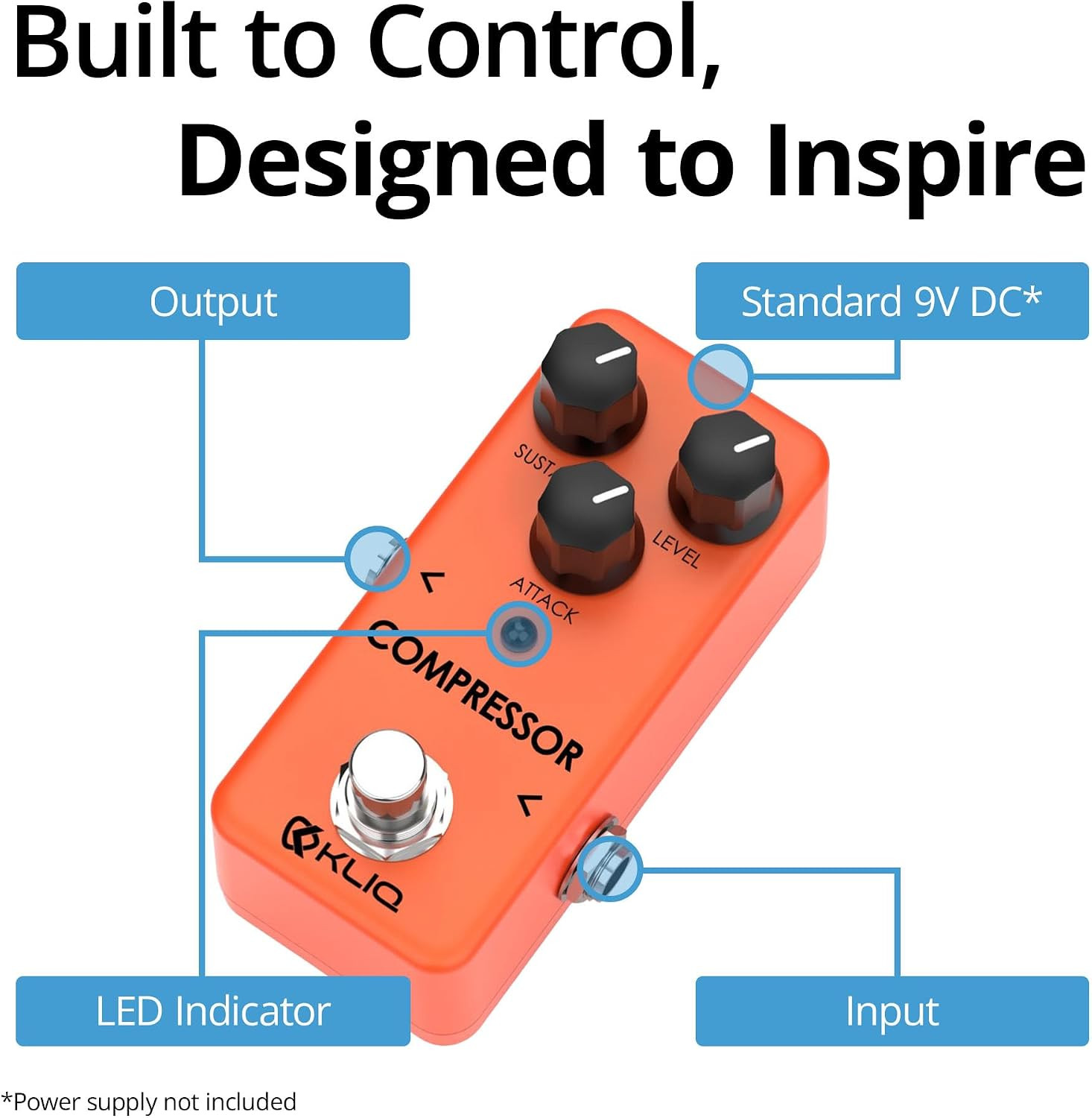 KLIQ Tiny-Compressor Effect Pedal for Guitar & Bass