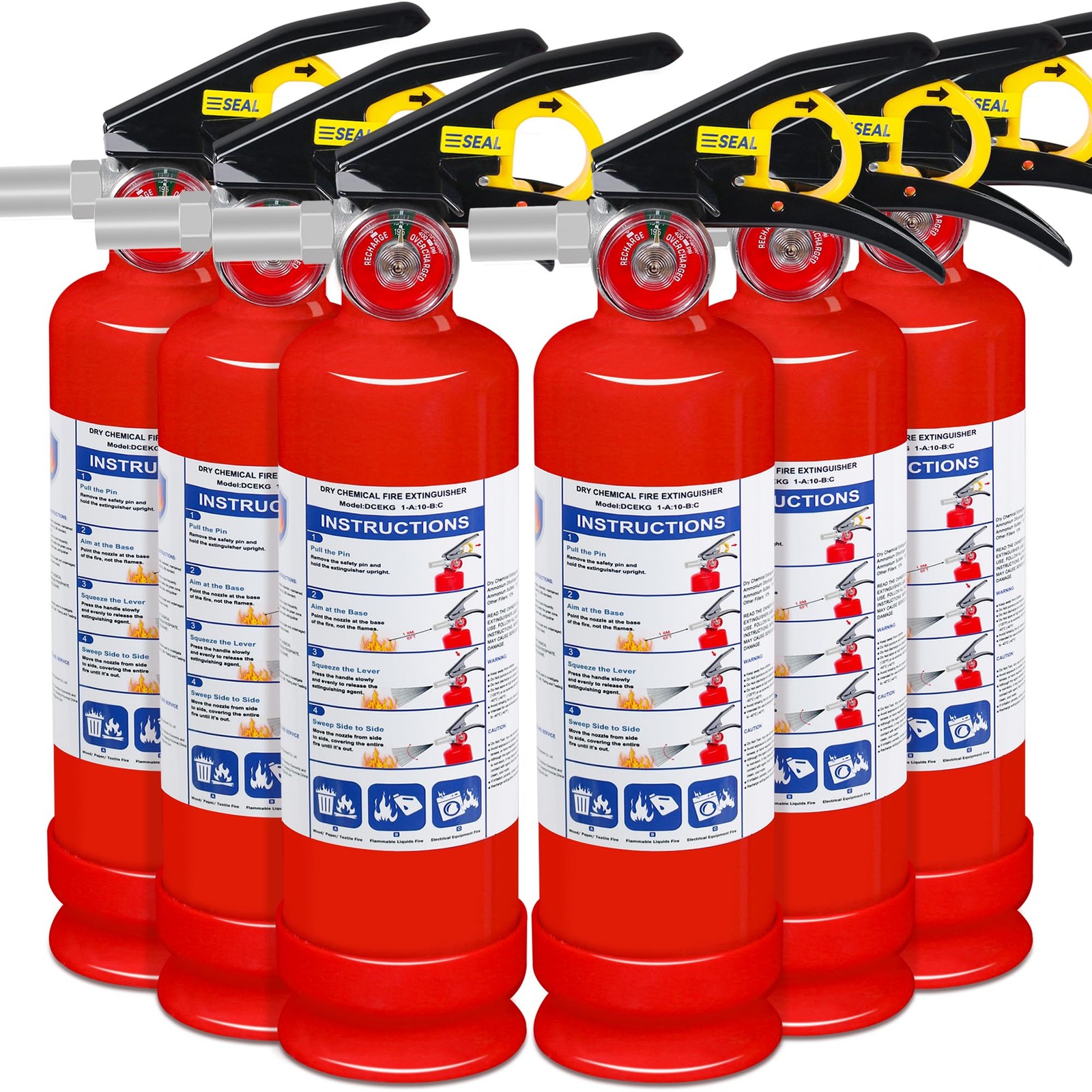 6-Pack Fire Extinguisher for Home, 2.5 lb 1-A:10-B:C Rated Dry Chemical Fire