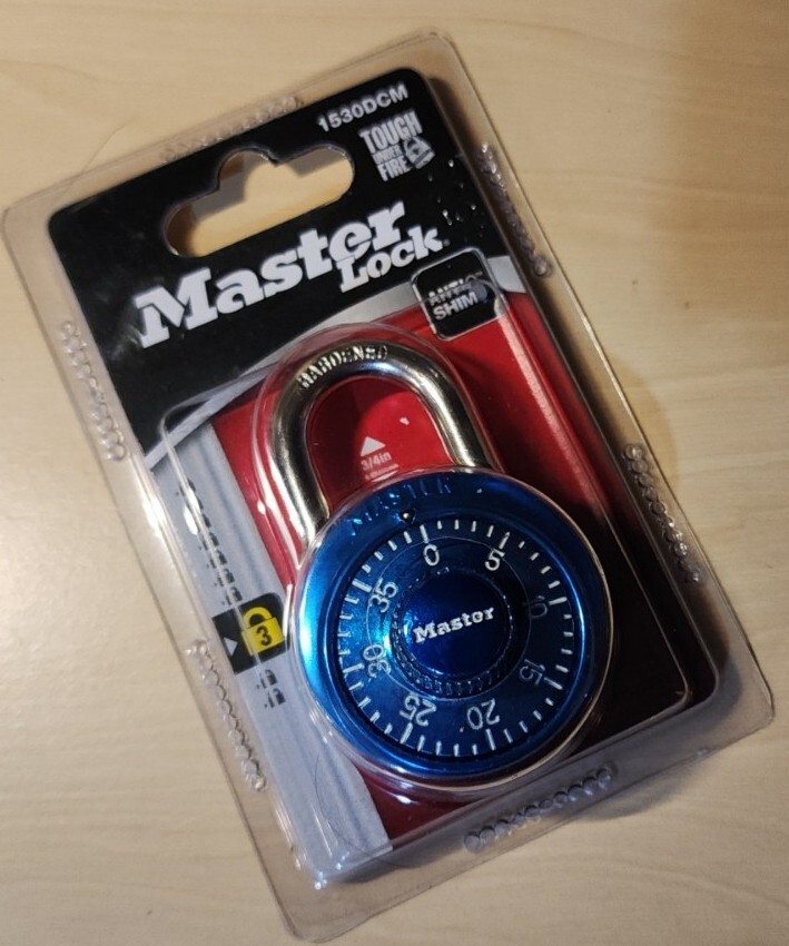 Master Lock Combination Padlock Anti-Shim 3/4 in 1530DCM Blue NEW