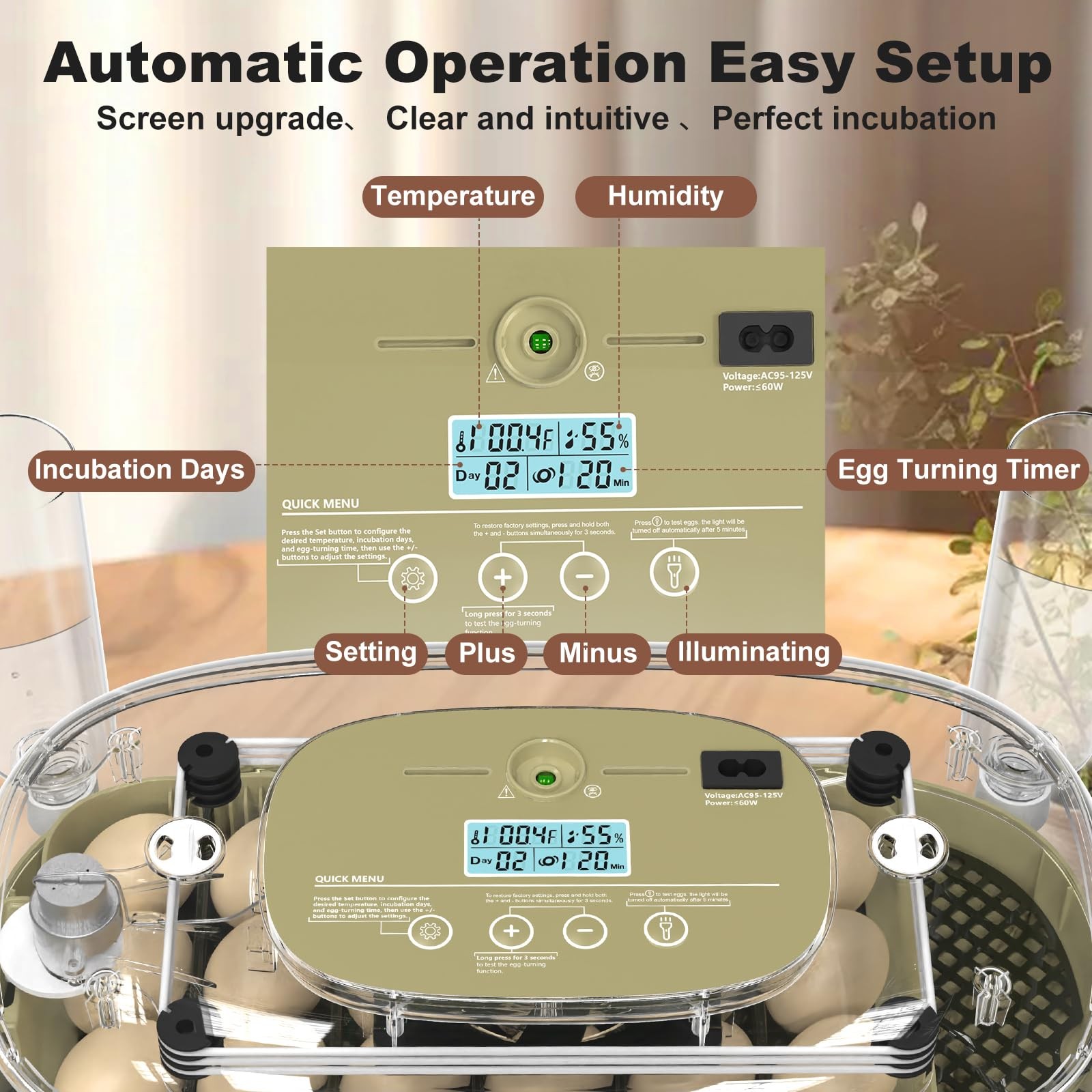 Incubators for Hatching Eggs,24 Egg Incubator with Automatic Egg Turning and ...