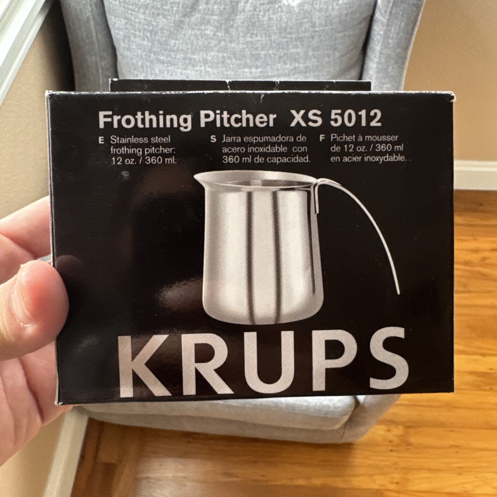 KRUPS XS5012 12-8 12oz Cappuccino Polished Stainless Steel Milk Frothing Pitcher