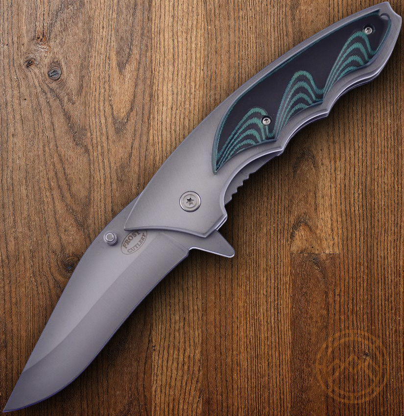 Frost Cutlery Assisted Folding Knife 3.5" Stainless Blade Stainless/Wood Handle