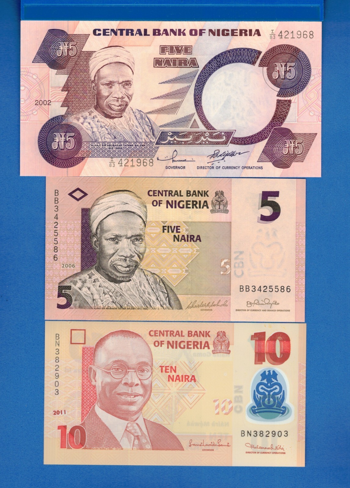 Nigeria P-24 P-32 P-39 Naira Uncirculated Banknotes Set # 3