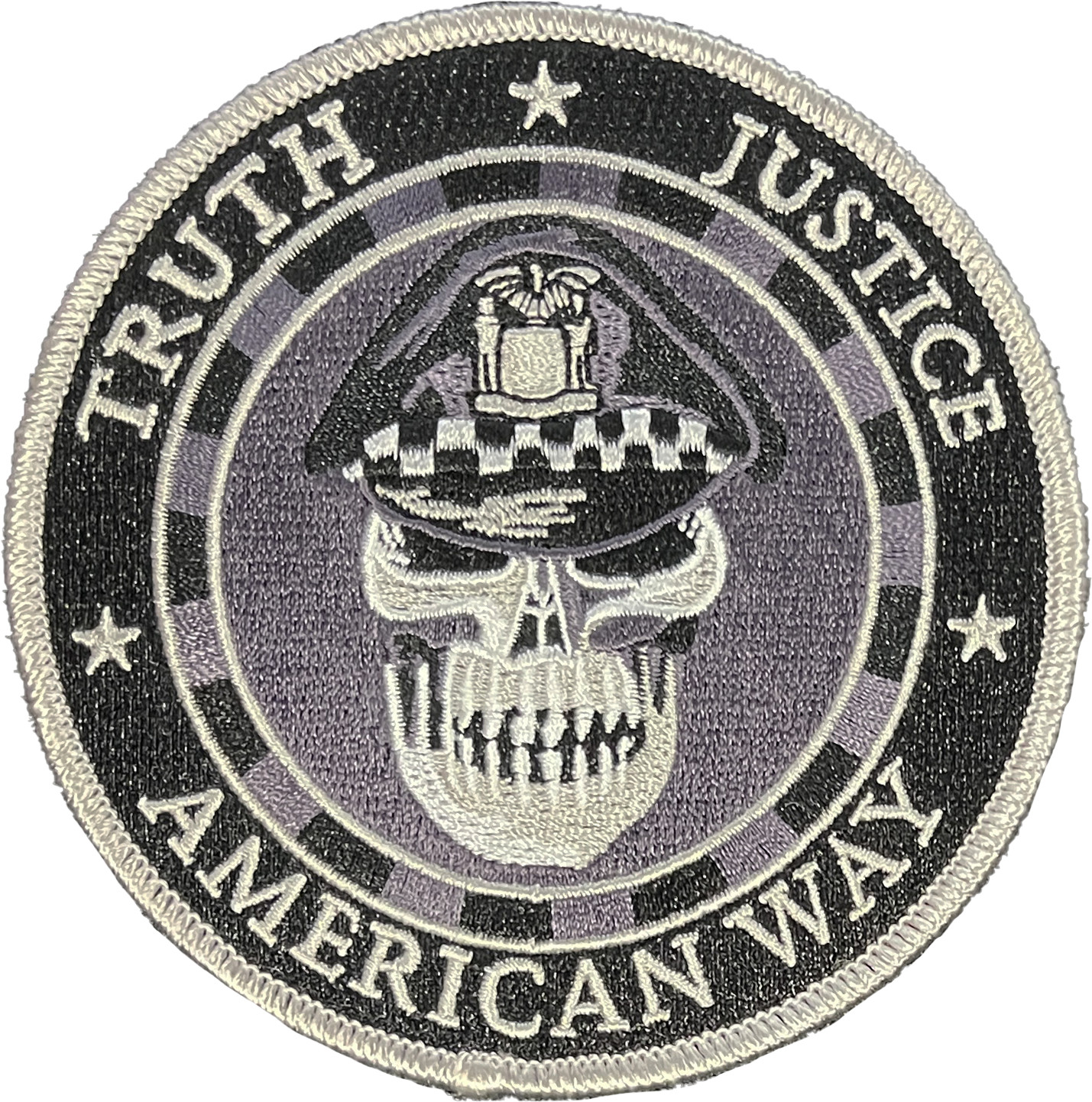 TRUTH, JUSTICE, AMERICAN WAY BIKER PATCH: Black