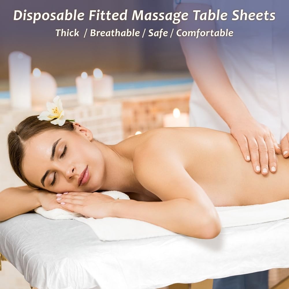 50PCS Disposable Massage Table Sheets, White, 36 x 85 Inch