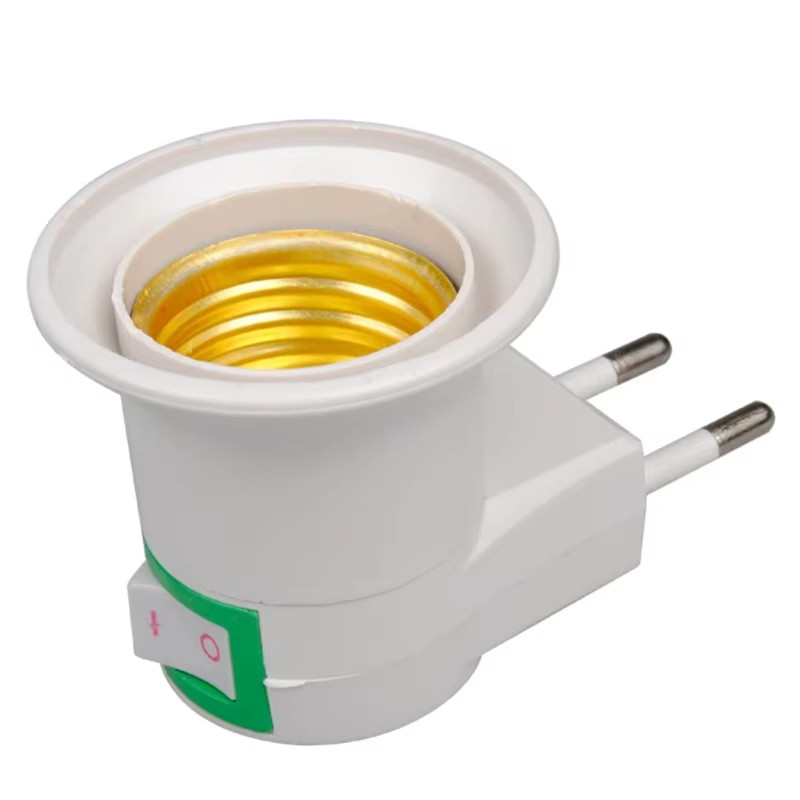 E27 EU Plug Lamp Base Light Bulb Base Socket Adapter Converter 250V 6A White Nig