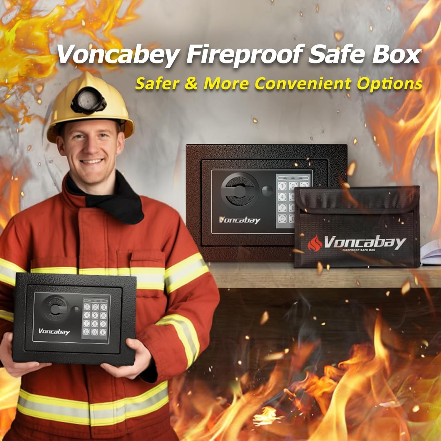 Compact Fireproof Safe with Digital Keypad & Emergency Keys - 0.23 Cubic Feet